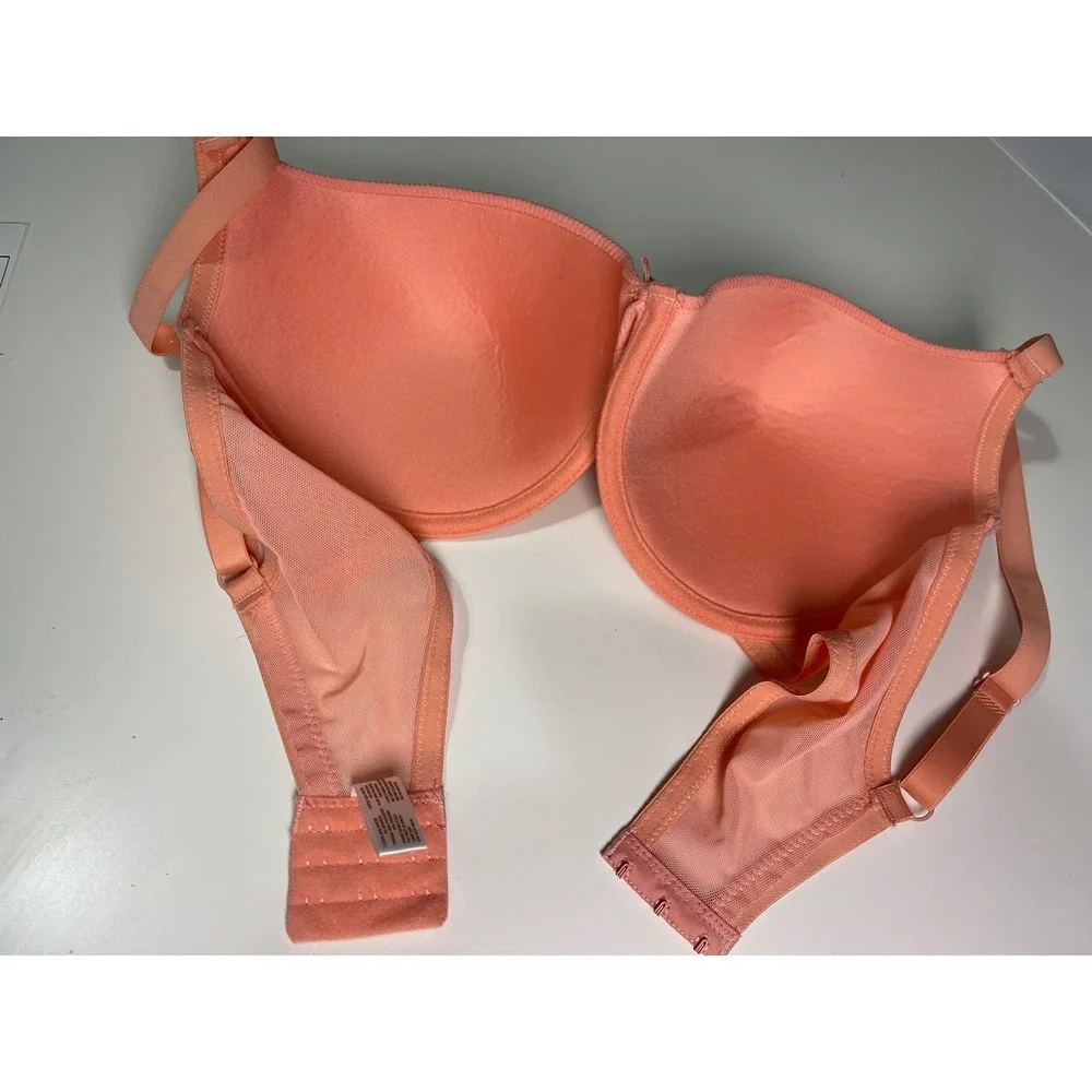 Adrienne Vittadini Studio Ribbed Underwire Bra Peach Coral 38D 3706-16